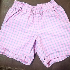 Girls 4-5 pink blue checkered shorts.